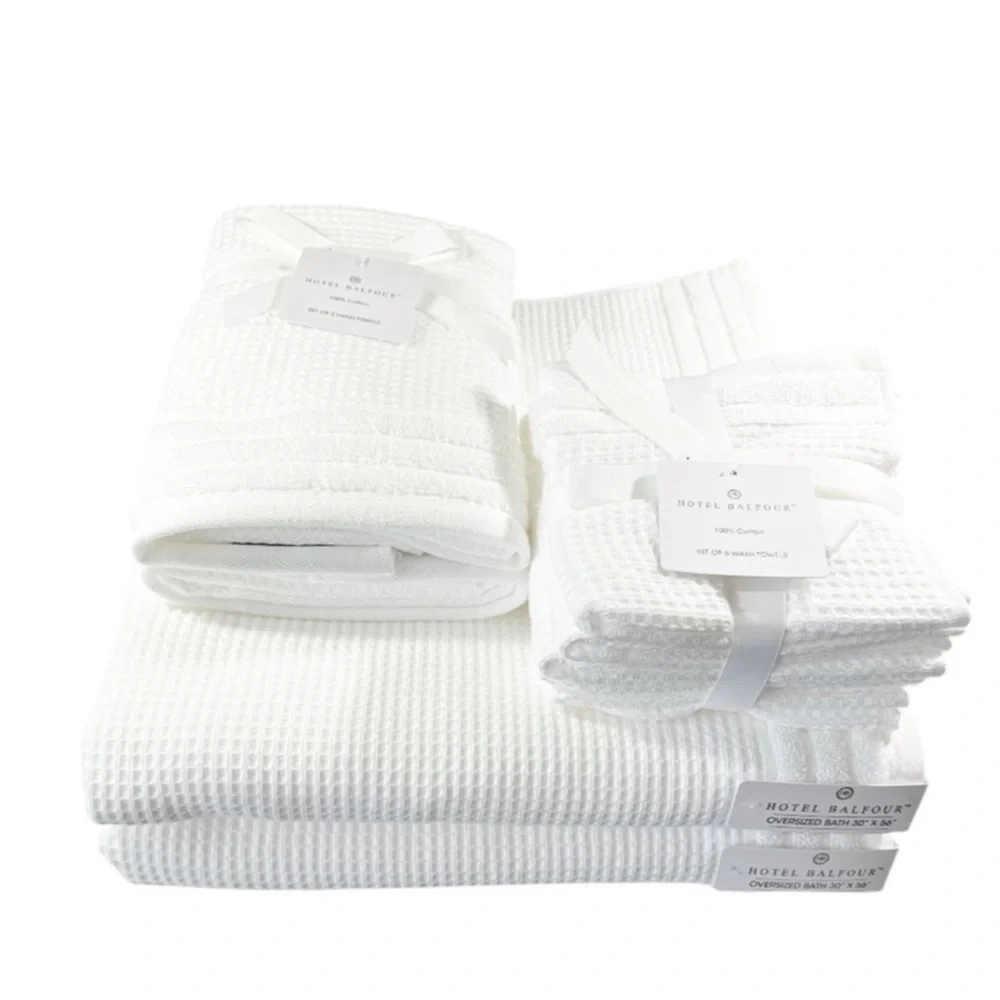 Hotel Balfour OVERSIZED WHITE BATH TOWEL 9 Piece Set
